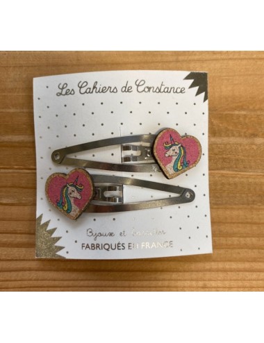 BARRETTES FAIT MAINS EN BOIS licorne