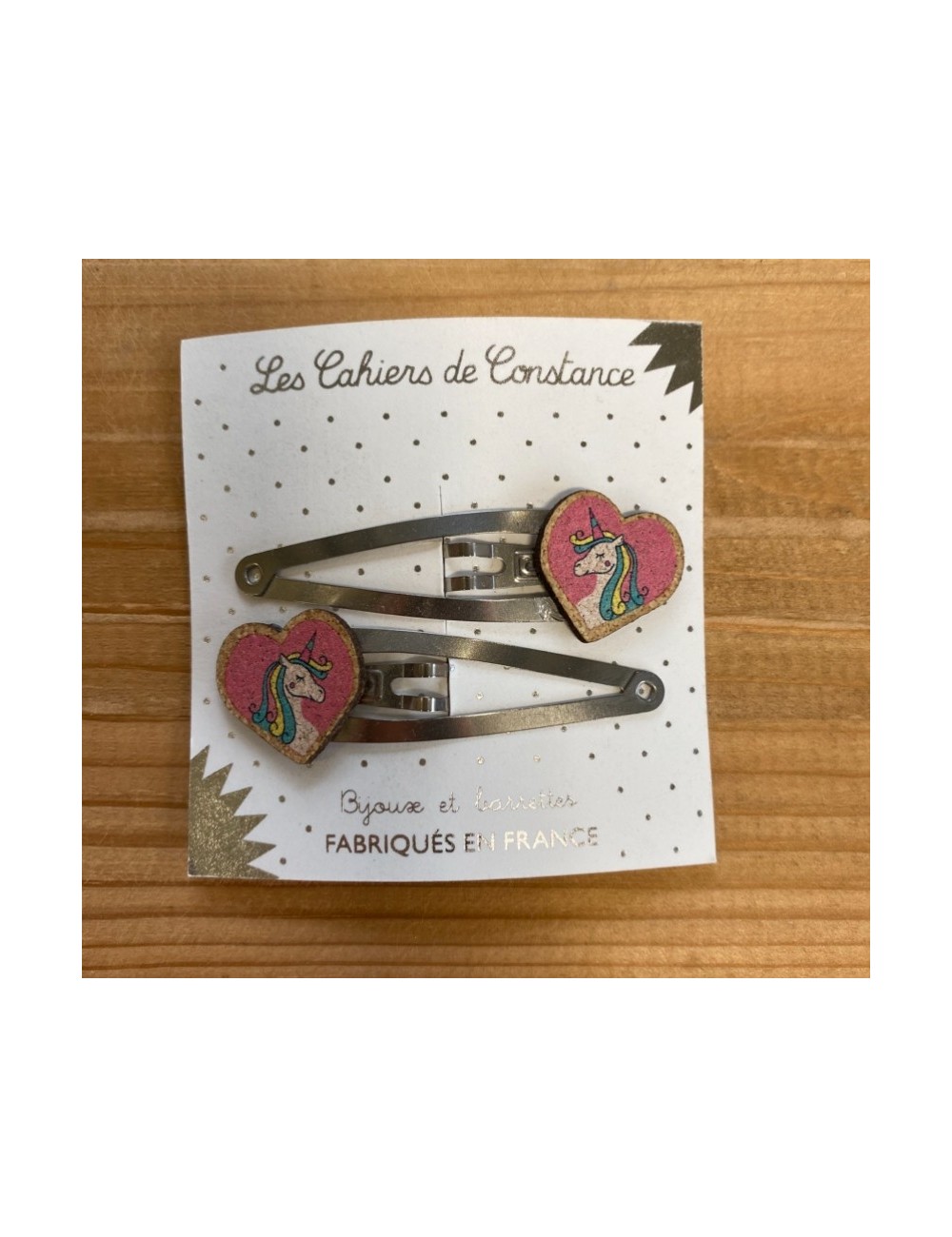 BARRETTES FAIT MAINS EN BOIS licorne